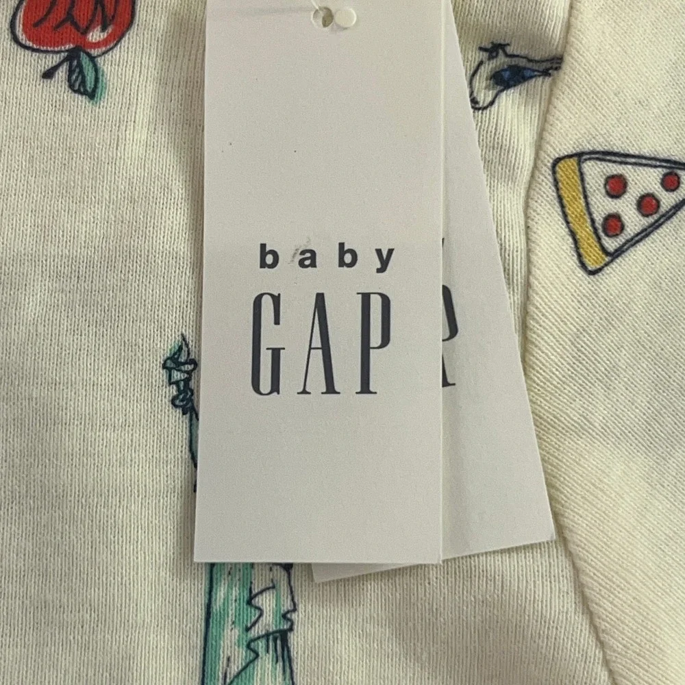Gap Kids Size 8 Cream NYC Print Organic Cotton 2 Piece Pajama Set NWT